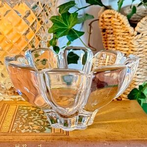 Vintage Orrefors Sweden Crystal Flower Petal Shaped Candy Bowl/Nut Dish